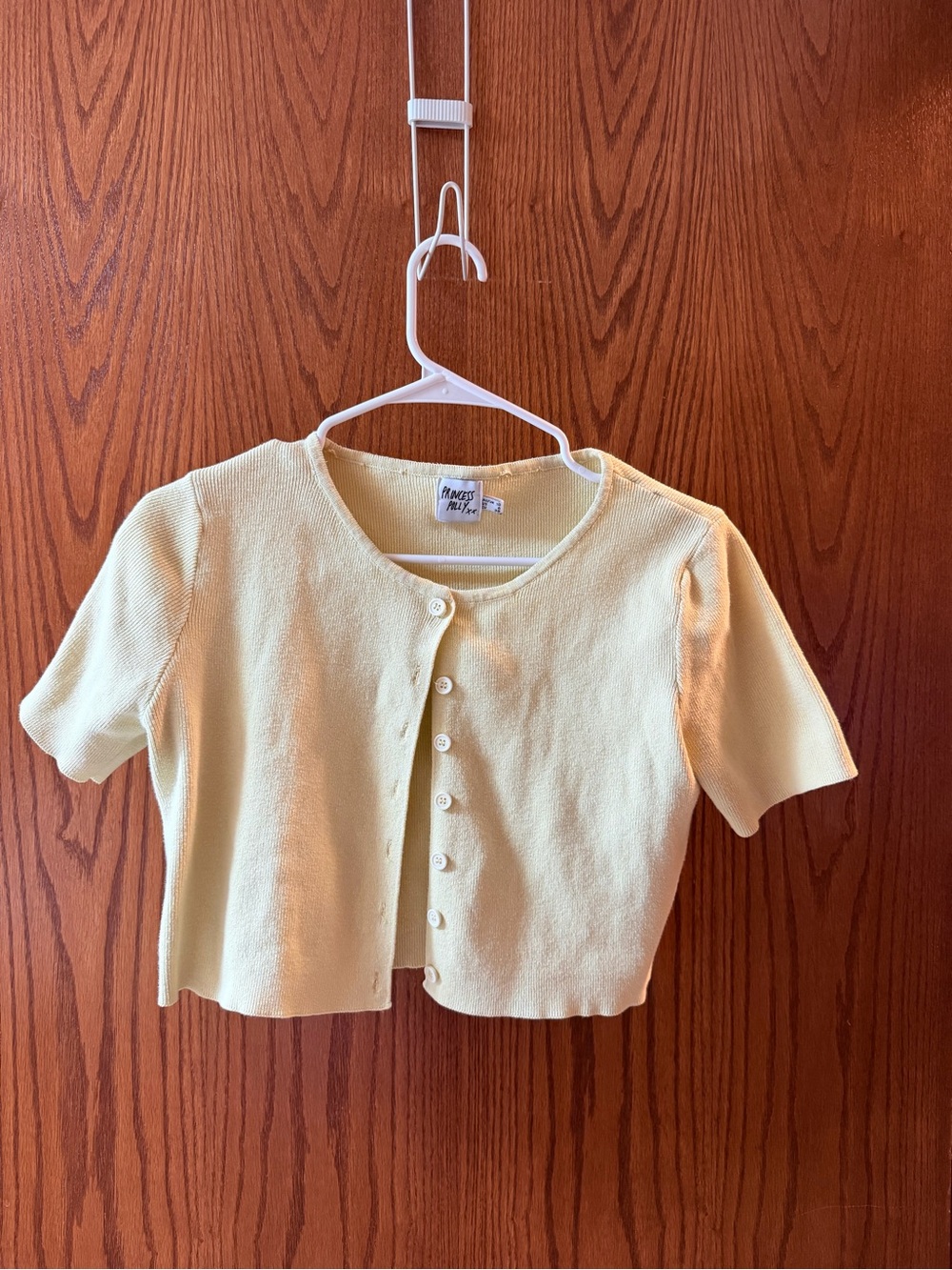 Princess Polly Pale Yellow Cropped Button Cardigan